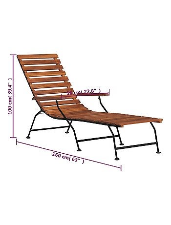 Chaise longue de exterior de acacia