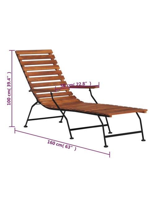 Chaise longue de exterior de acacia - Kiabi