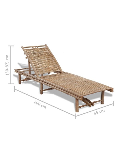 Chaise longue exterior de bambú - Kiabi