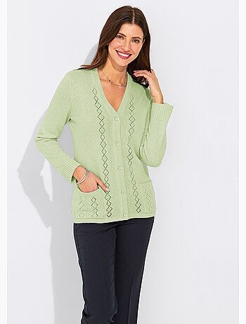 Chaleco abotonado calado con cuentas - Afibel