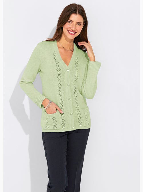 Chaleco abotonado calado con cuentas - Afibel - Kiabi