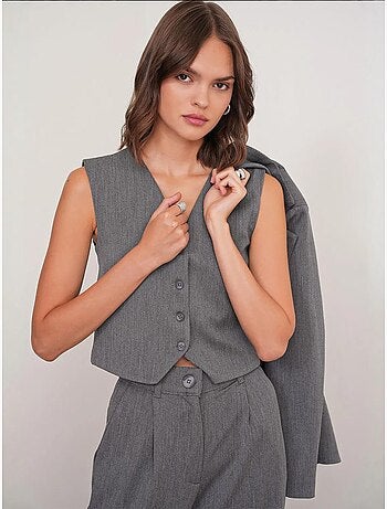 Chaleco abotonado con cuello en v mixray