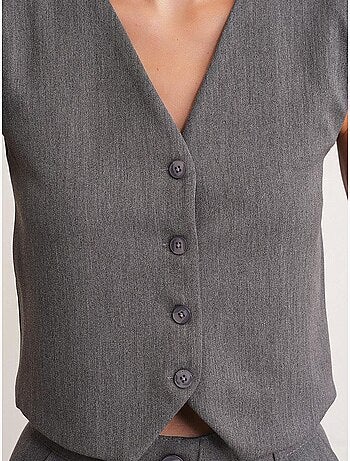 Chaleco abotonado con cuello en v mixray