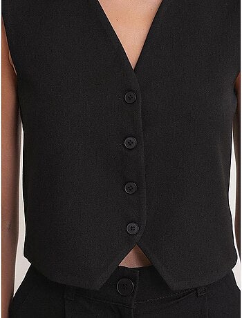 Chaleco abotonado con cuello en v mixray