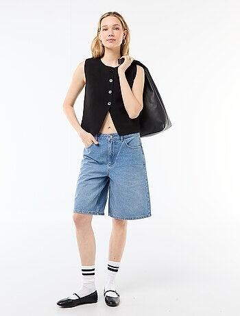 Chaleco abotonado con cuello redondo