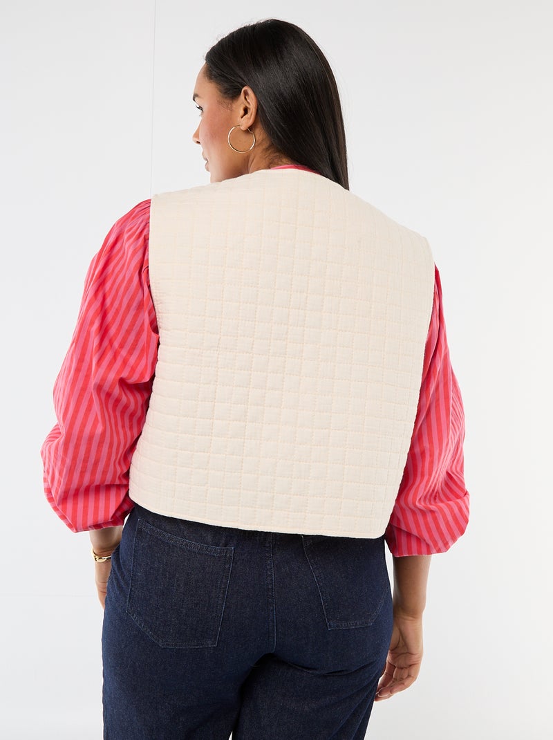 Chaleco acolchado con bordados Beige - Kiabi