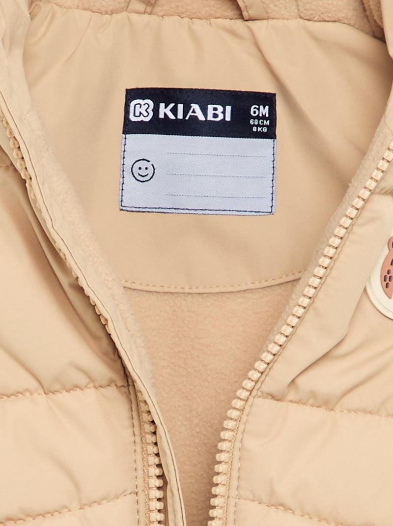 Chaleco acolchado con capucha Beige - Kiabi