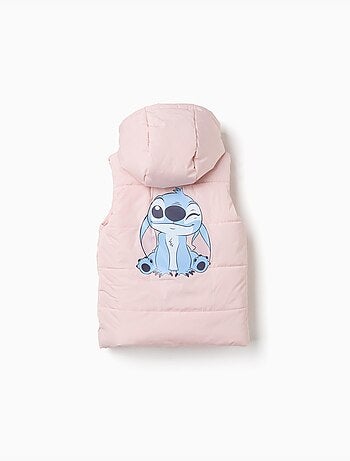 Chaleco acolchado con capucha con estampados de stitch