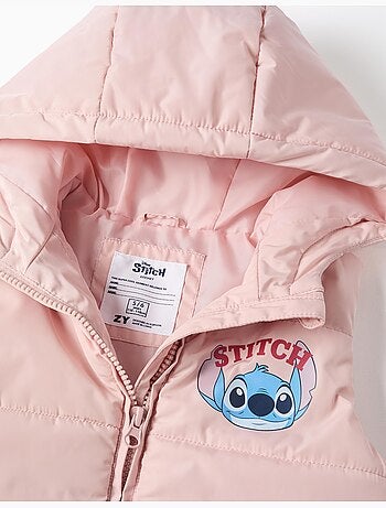 Chaleco acolchado con capucha con estampados de stitch
