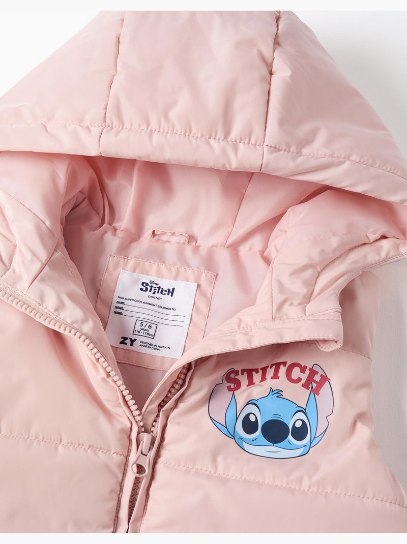Chaleco acolchado con capucha con estampados de stitch Rosa claro - Kiabi