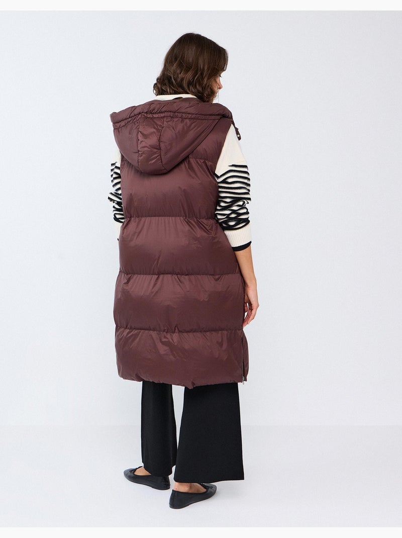 Chaleco acolchado con capucha, mo fashion Marrón - Kiabi