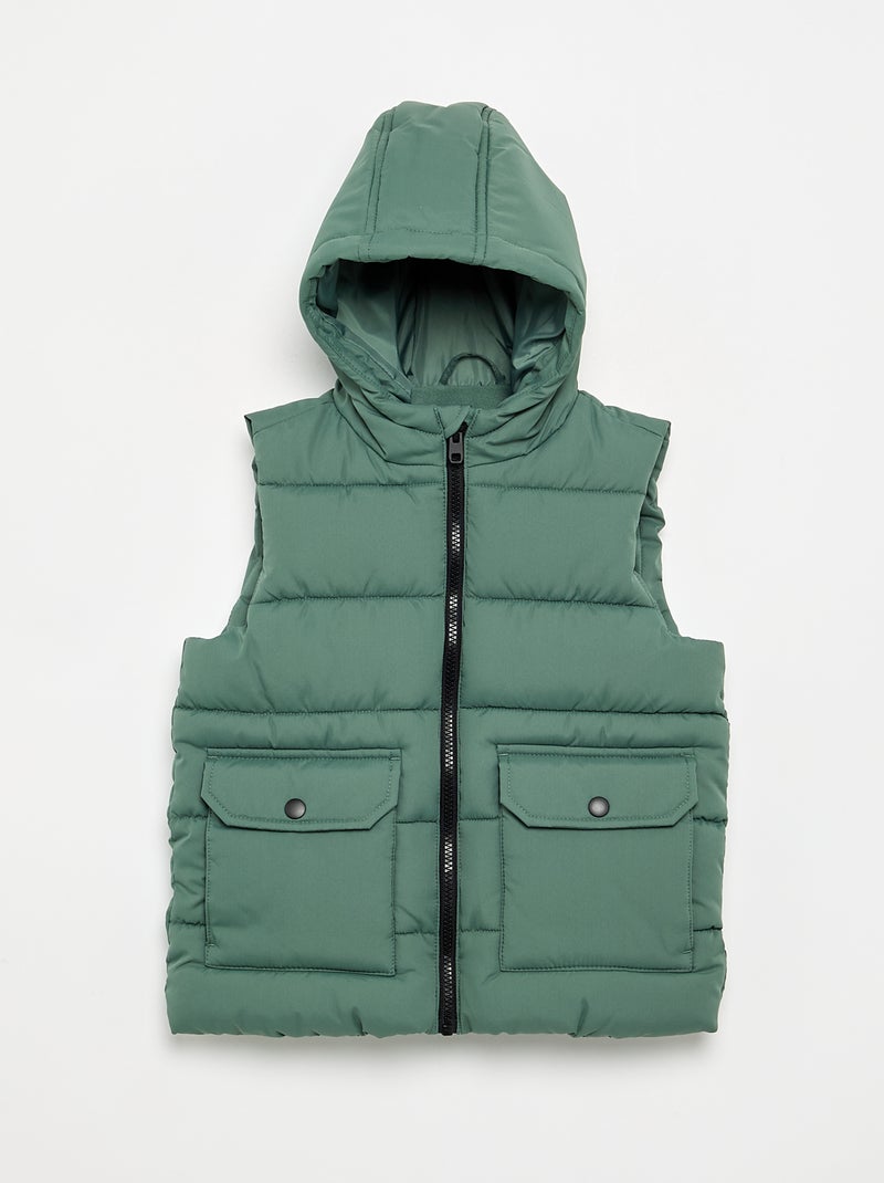 Chaleco acolchado con capucha Verde - Kiabi