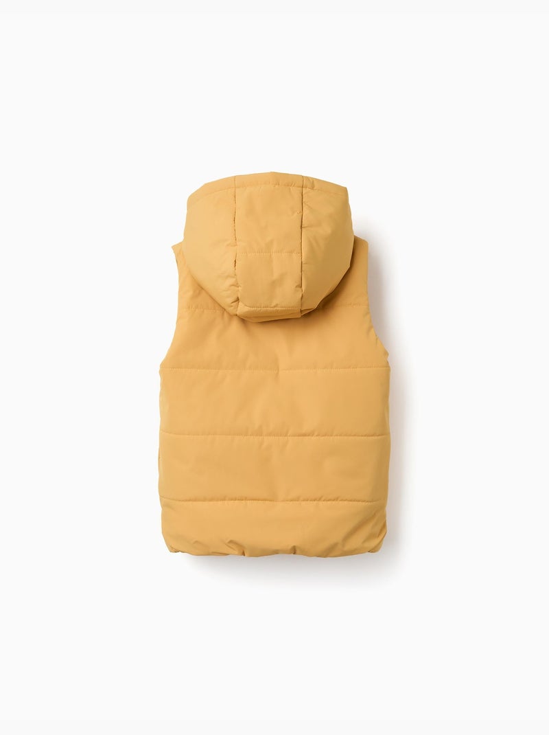 Chaleco acolchado con capucha y cremallera frontal Amarillo - Kiabi