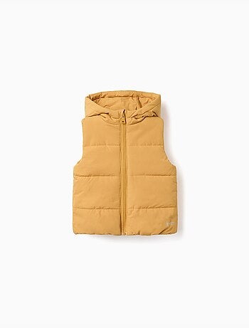 Chaleco acolchado con capucha y cremallera frontal