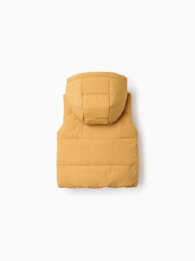 Chaleco acolchado con capucha y cremallera frontal Amarillo - Kiabi