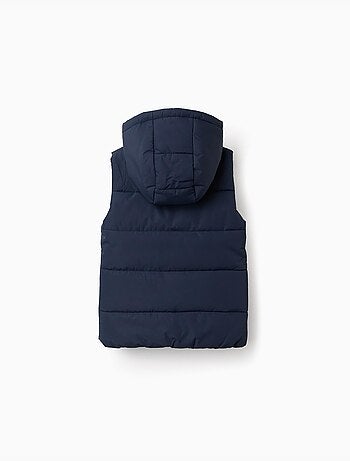 Chaleco acolchado con capucha y cremallera frontal
