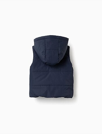 Chaleco acolchado con capucha y cremallera frontal