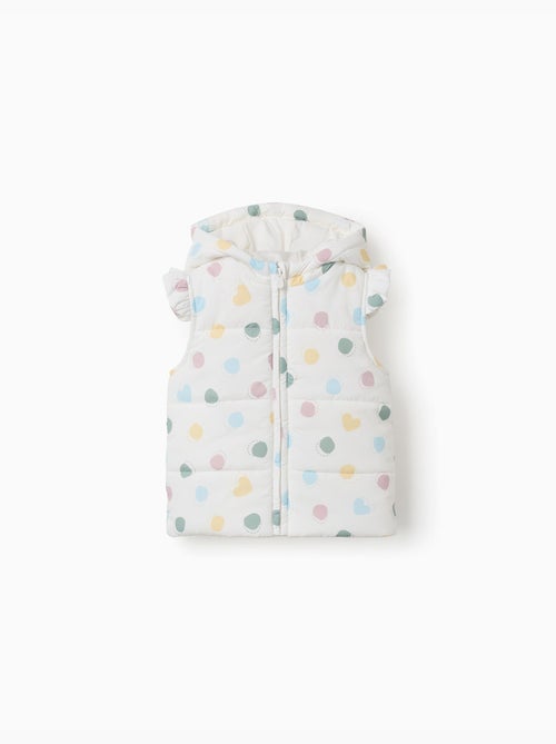 Chaleco acolchado con capucha y estampado de corazones y lunares - Kiabi