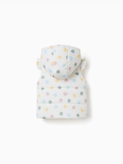 Chaleco acolchado con capucha y estampado de corazones y lunares - Kiabi