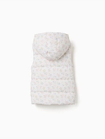 Chaleco acolchado con capucha y estampado floral