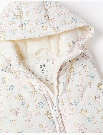 Chaleco acolchado con capucha y estampado floral