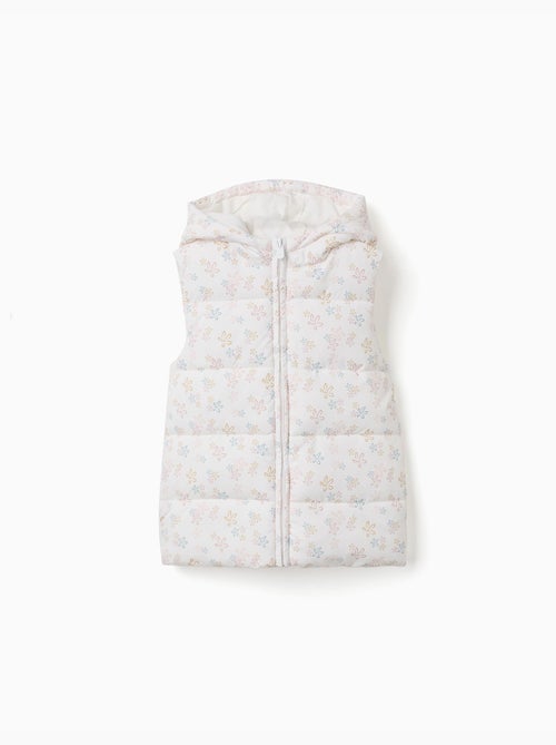 Chaleco acolchado con capucha y estampado floral - Kiabi