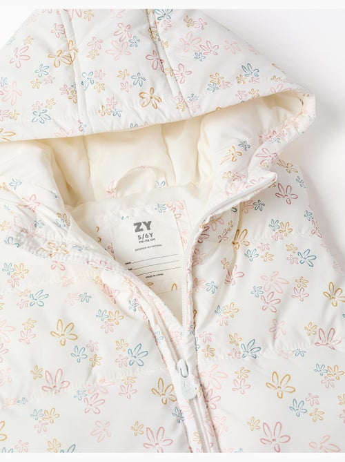 Chaleco acolchado con capucha y estampado floral - Kiabi
