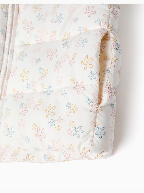 Chaleco acolchado con capucha y estampado floral - Kiabi