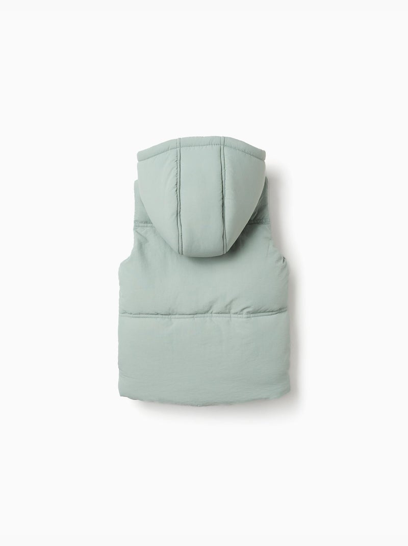 Chaleco acolchado con capucha y forro polar Verde - Kiabi