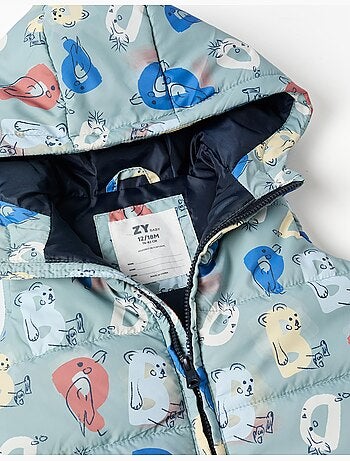 Chaleco acolchado con capucha y letras estampadas