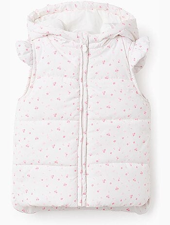 Chaleco acolchado con capucha y motivo