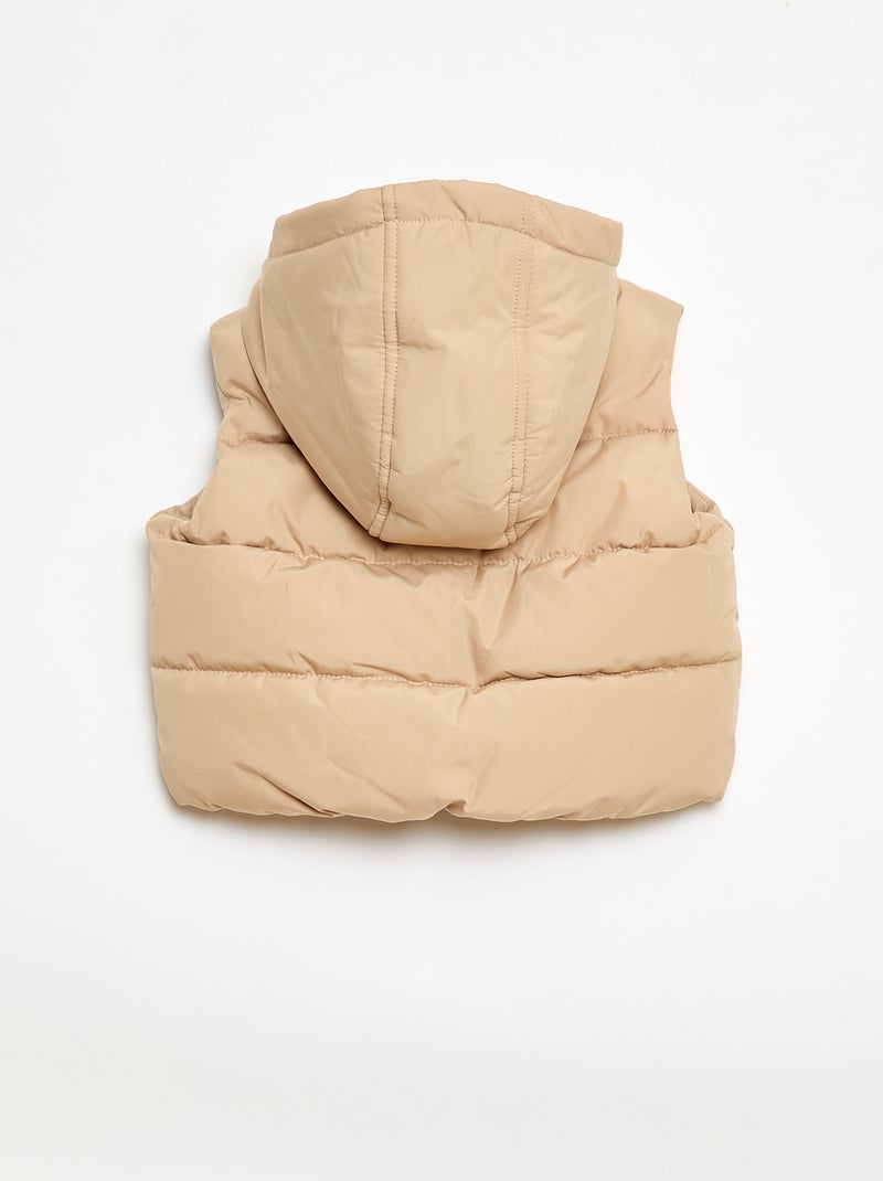 Chaleco acolchado con capucha y sin mangas Beige - Kiabi