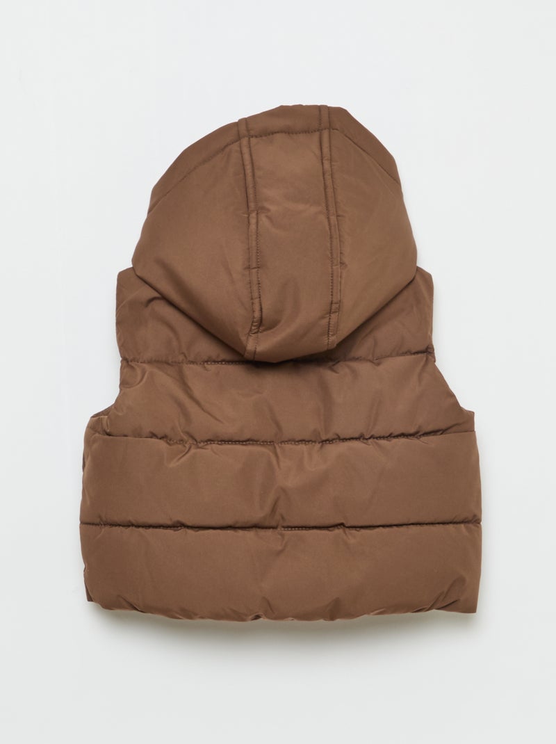 Chaleco acolchado con capucha y sin mangas Beige - Kiabi