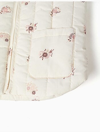 Chaleco acolchado con estampado floral y bolsillos