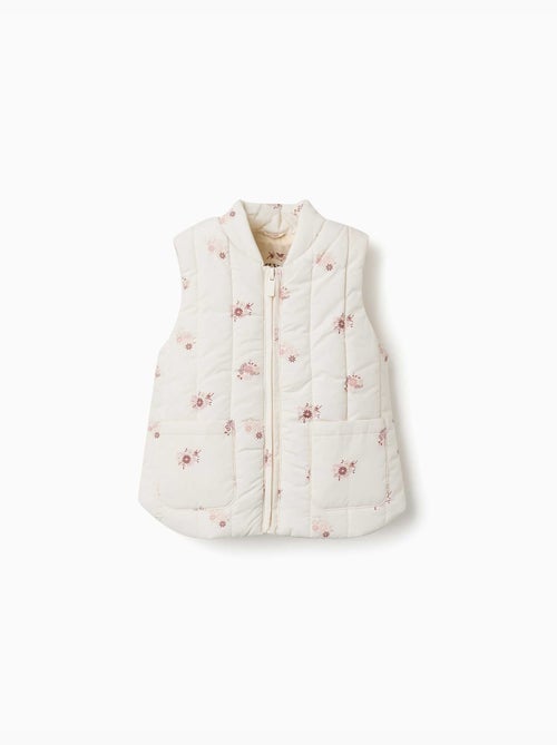 Chaleco acolchado con estampado floral y bolsillos - Kiabi