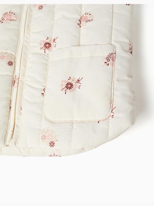 Chaleco acolchado con estampado floral y bolsillos - Kiabi
