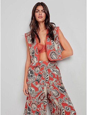 Chaleco acolchado con estampado tribal in and out