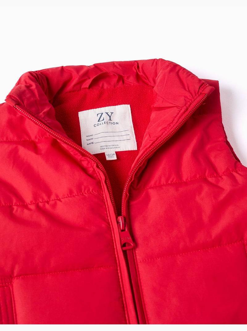 Chaleco acolchado con forro polar y bolsillos laterales Rojo - Kiabi
