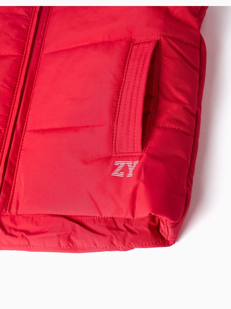 Chaleco acolchado con forro polar y bolsillos laterales Rojo - Kiabi
