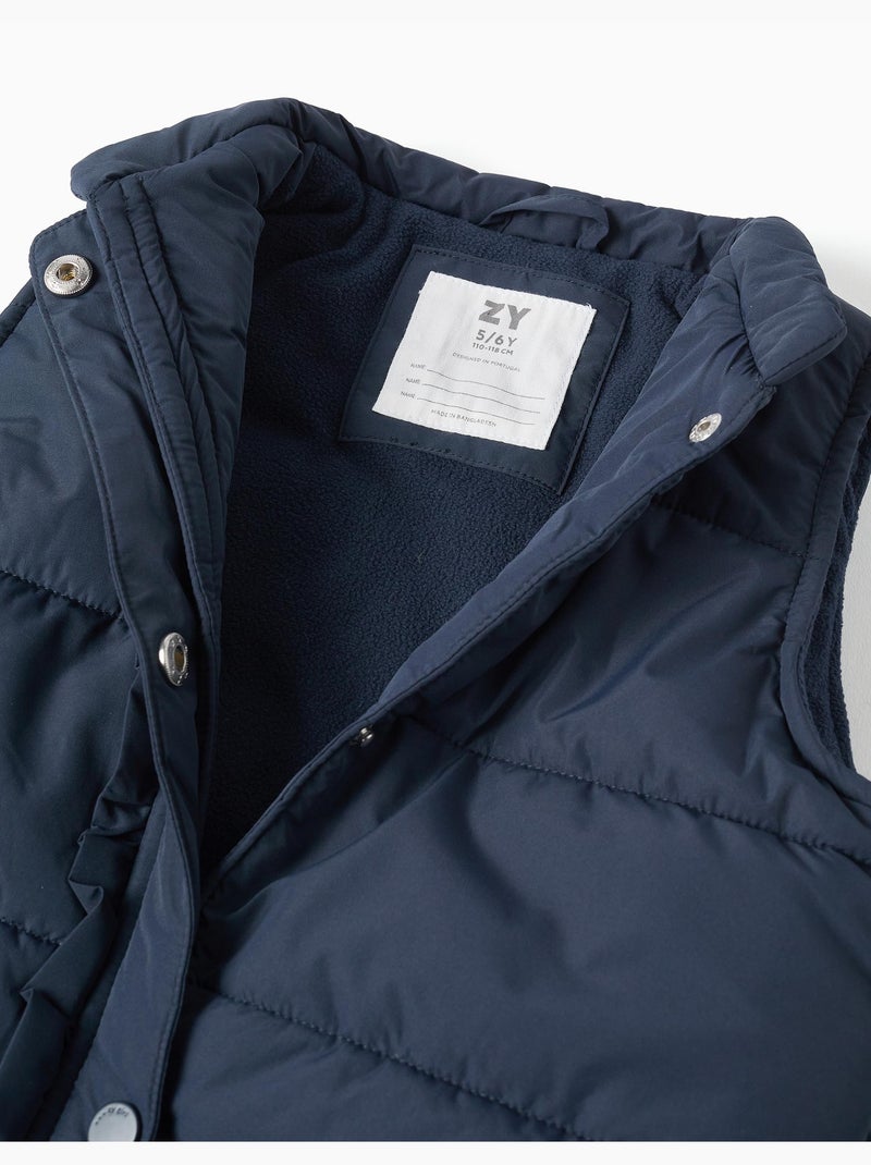 Chaleco acolchado con forro polar y volantes Azul oscuro - Kiabi