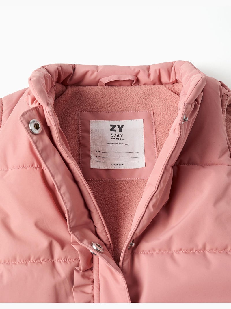 Chaleco acolchado con forro polar y volantes Rosa - Kiabi