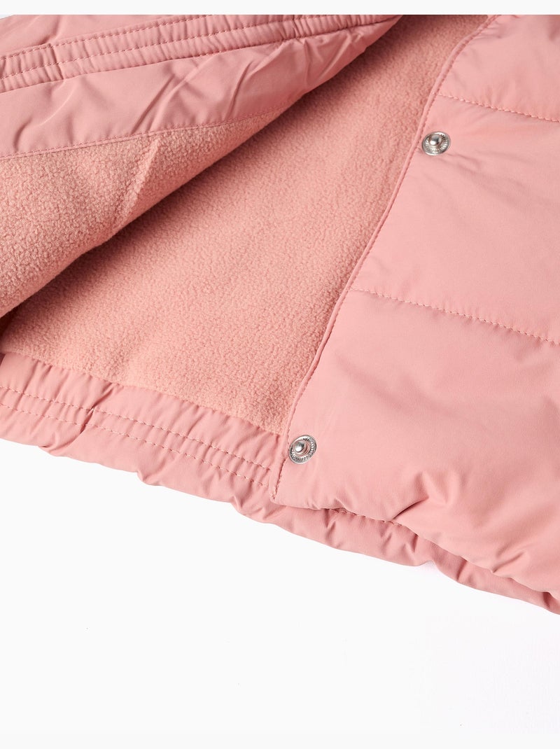 Chaleco acolchado con forro polar y volantes Rosa - Kiabi