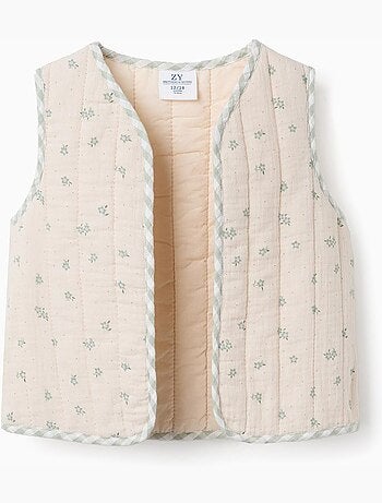 Chaleco acolchado de algodón con motivo floral B&S