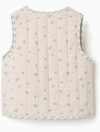 Chaleco acolchado de algodón con motivo floral B&S