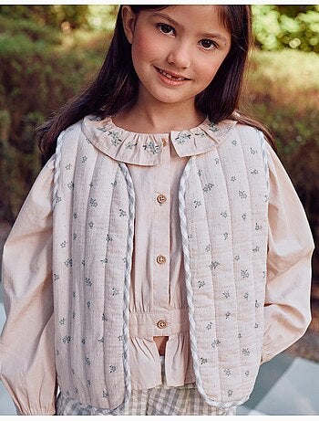 Chaleco acolchado de algodón con motivo floral B&S