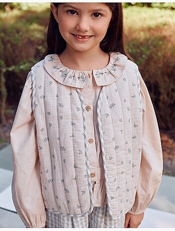 Chaleco acolchado de algodón con motivo floral B&S