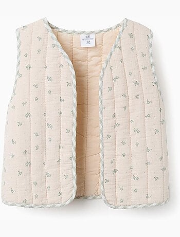 Chaleco acolchado de algodón con motivo floral B&S