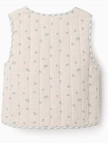 Chaleco acolchado de algodón con motivo floral B&S