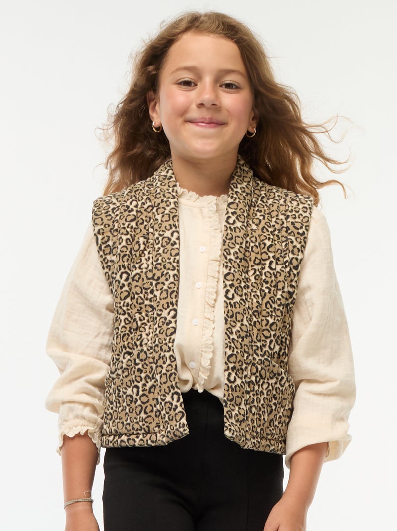 Chaleco acolchado de leopardo Beige - Kiabi