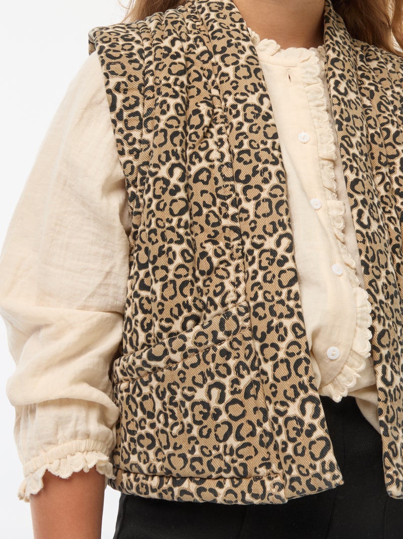 Chaleco acolchado de leopardo Beige - Kiabi